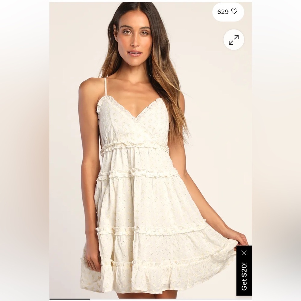 Lulu’s On a Tier Ivory Ruffled Eyelet Mini Dress